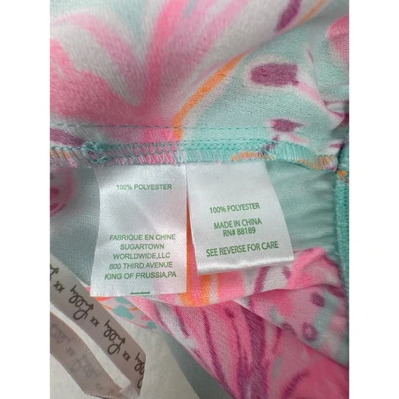 Lilly Pulitzer Esmeray Crop Top Bonita Blooms Pink Blue Off Shoulder NWT L - Picture 7 of 8